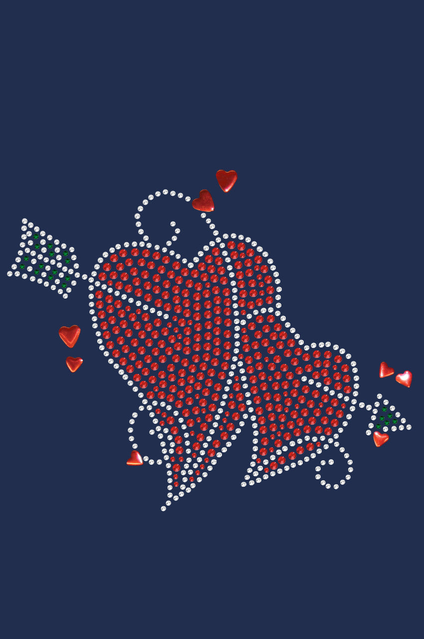 Red Rhinestone Hearts with Arrow - Womens T-shirt