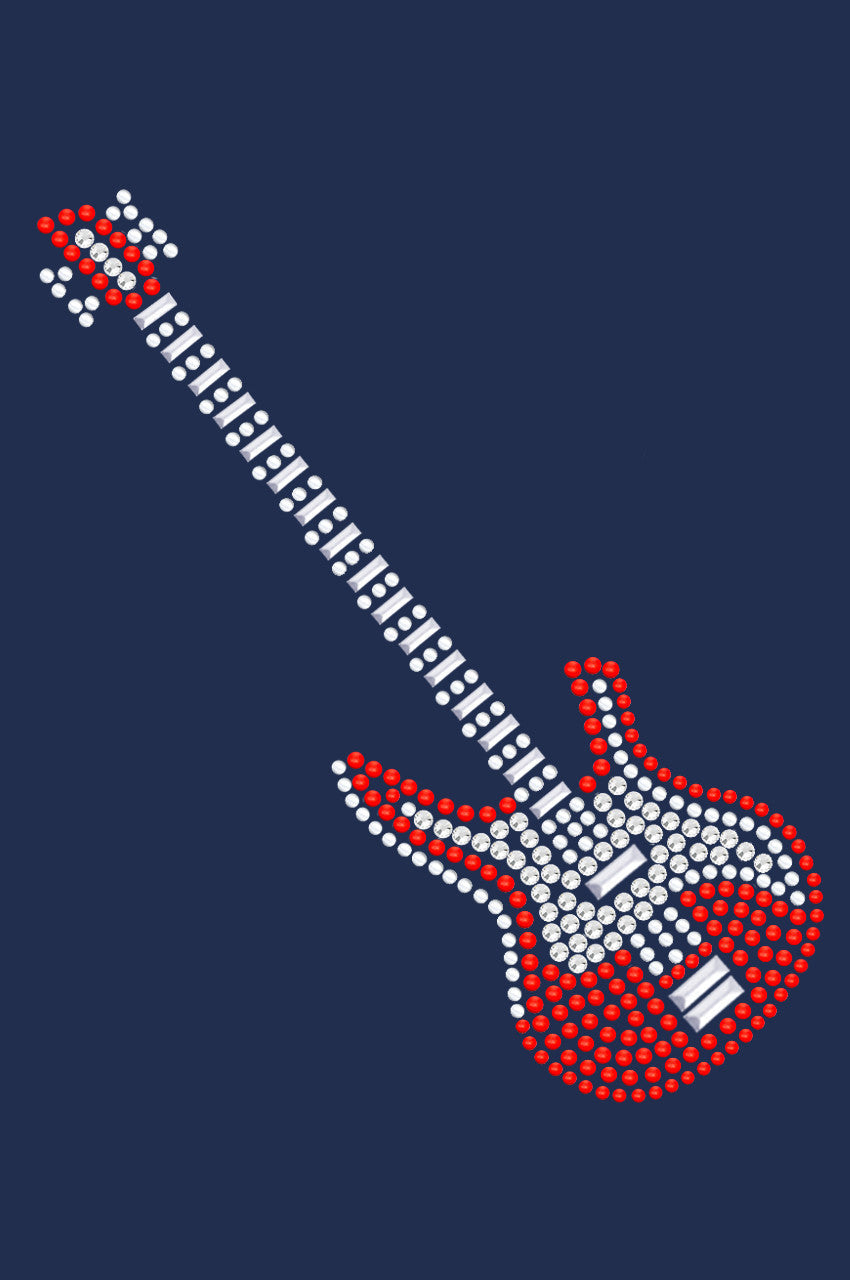 Guitar (Red Austrian crystal) - Womens T-shirt