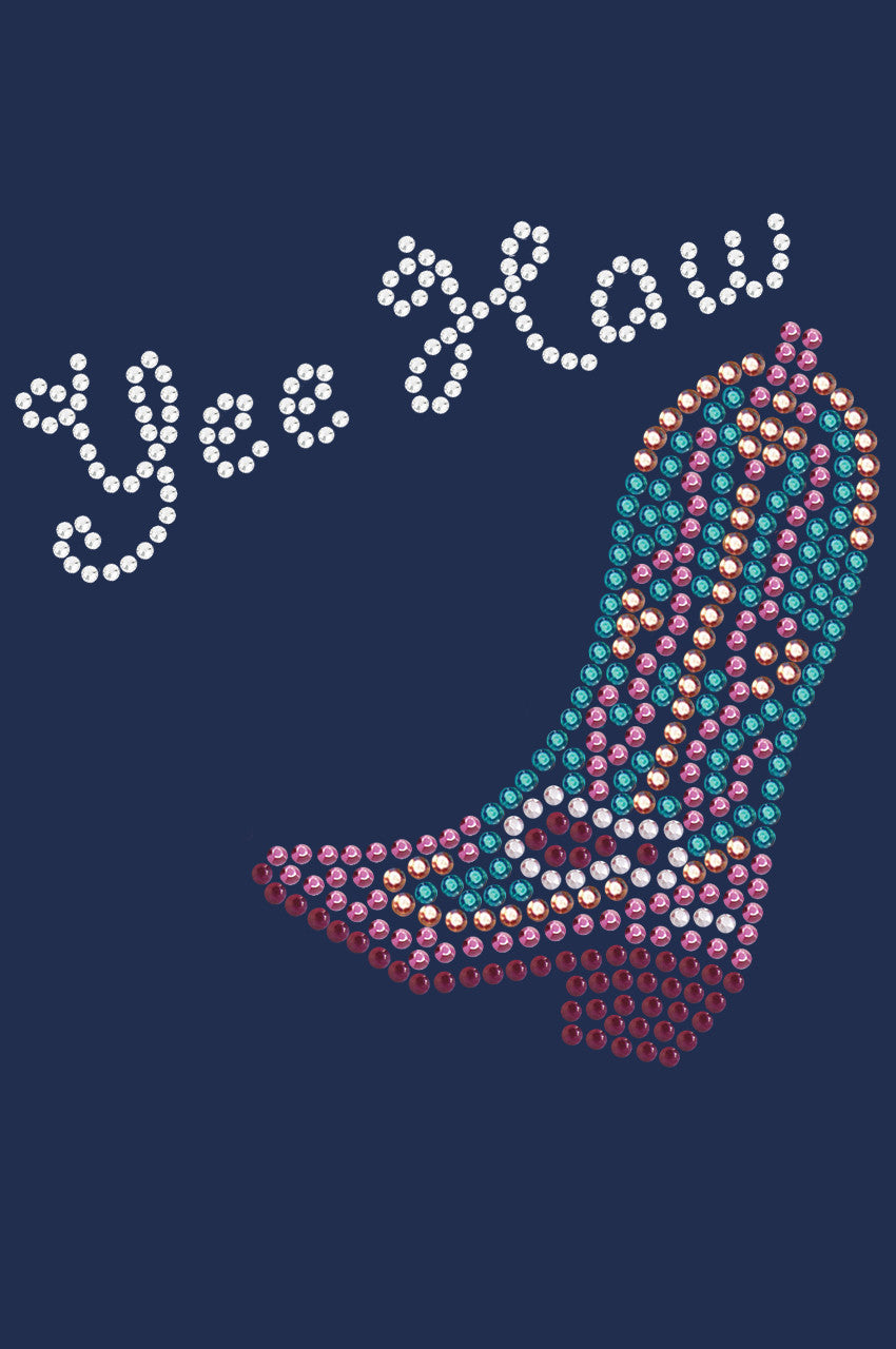 Boot (Pink & Turquoise) with Yee Haw - Womens T-shirt