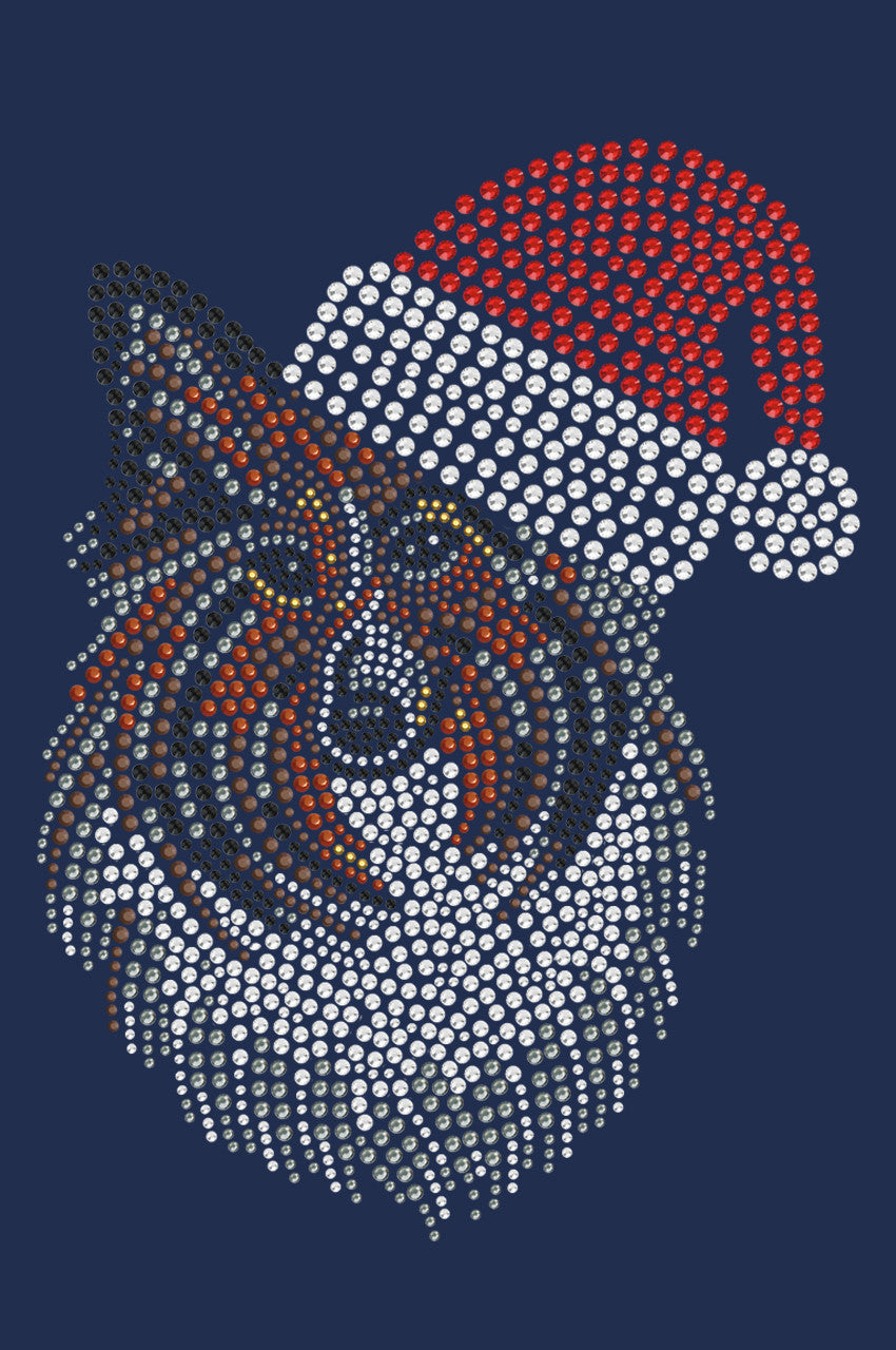 Sheltie Face with Santa Hat - Womens T-shirt