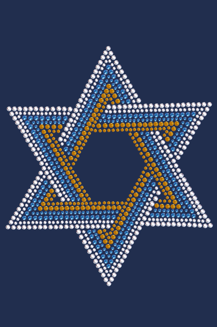 Star of David - Large (Blue, Silver, & Gold) - Womens T-shirt