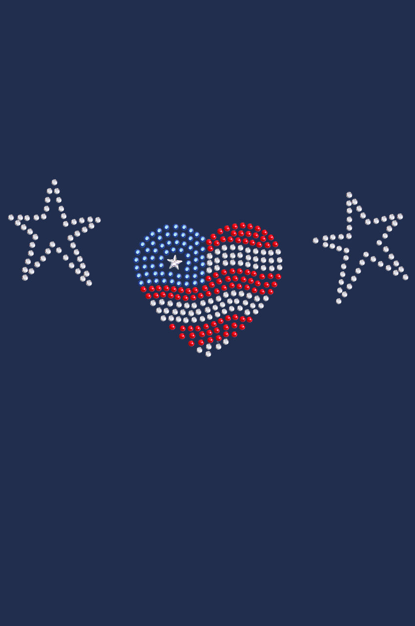 Patriotic Heart with Stars - Womens T-shirt