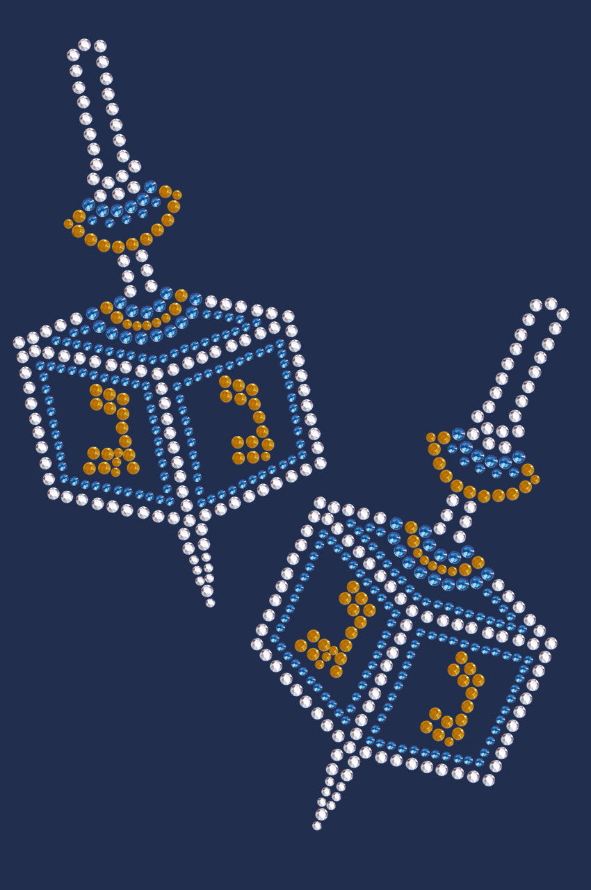 Dreidel - Large (Blue, Silver, & Gold) - Womens T-shirt