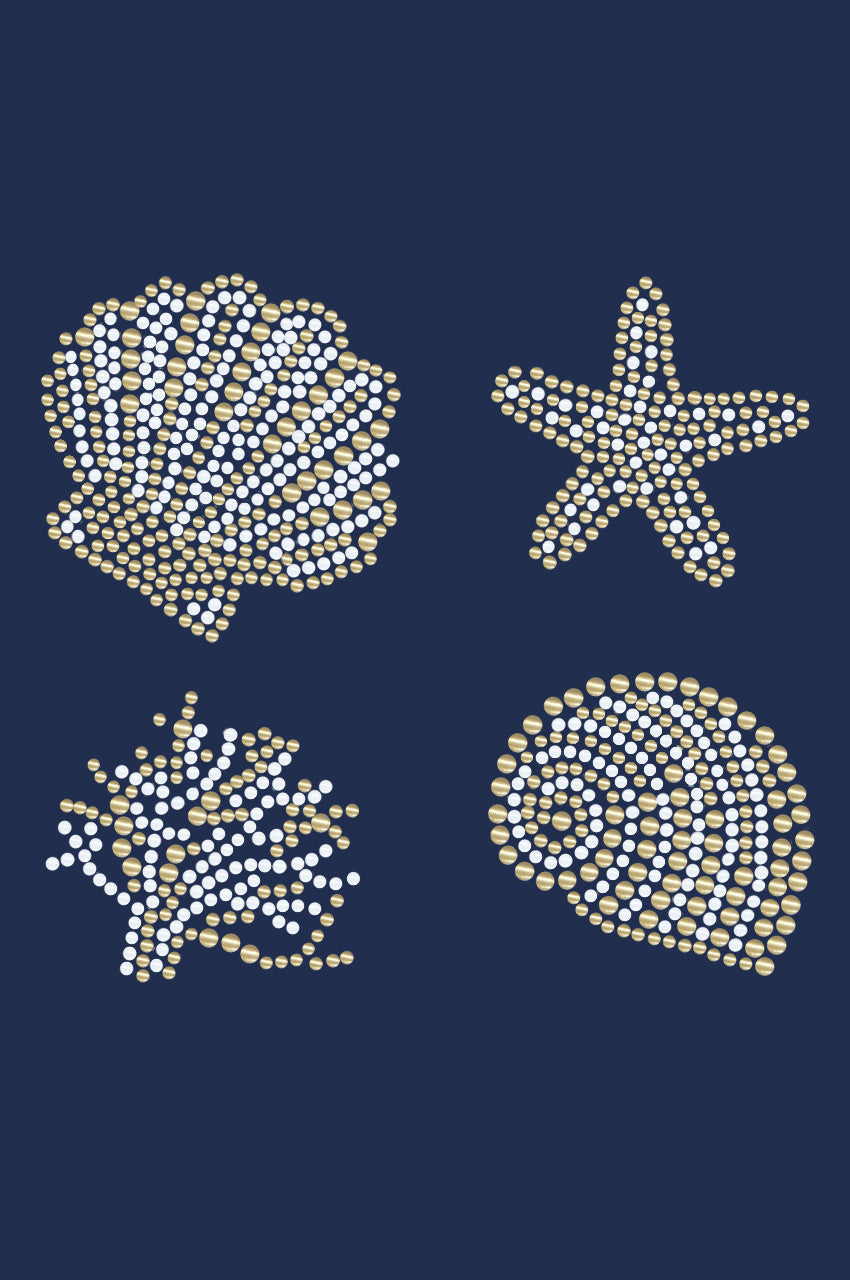 Gold & White Sea Shells - Bandanna