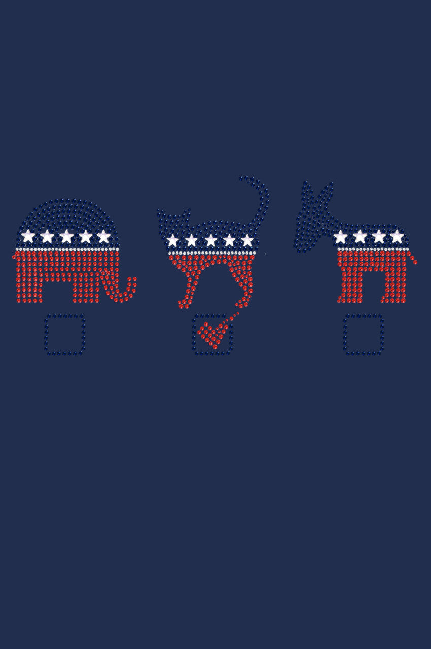 Vote Cat, Elephant, Donkey - Womens T-shirt