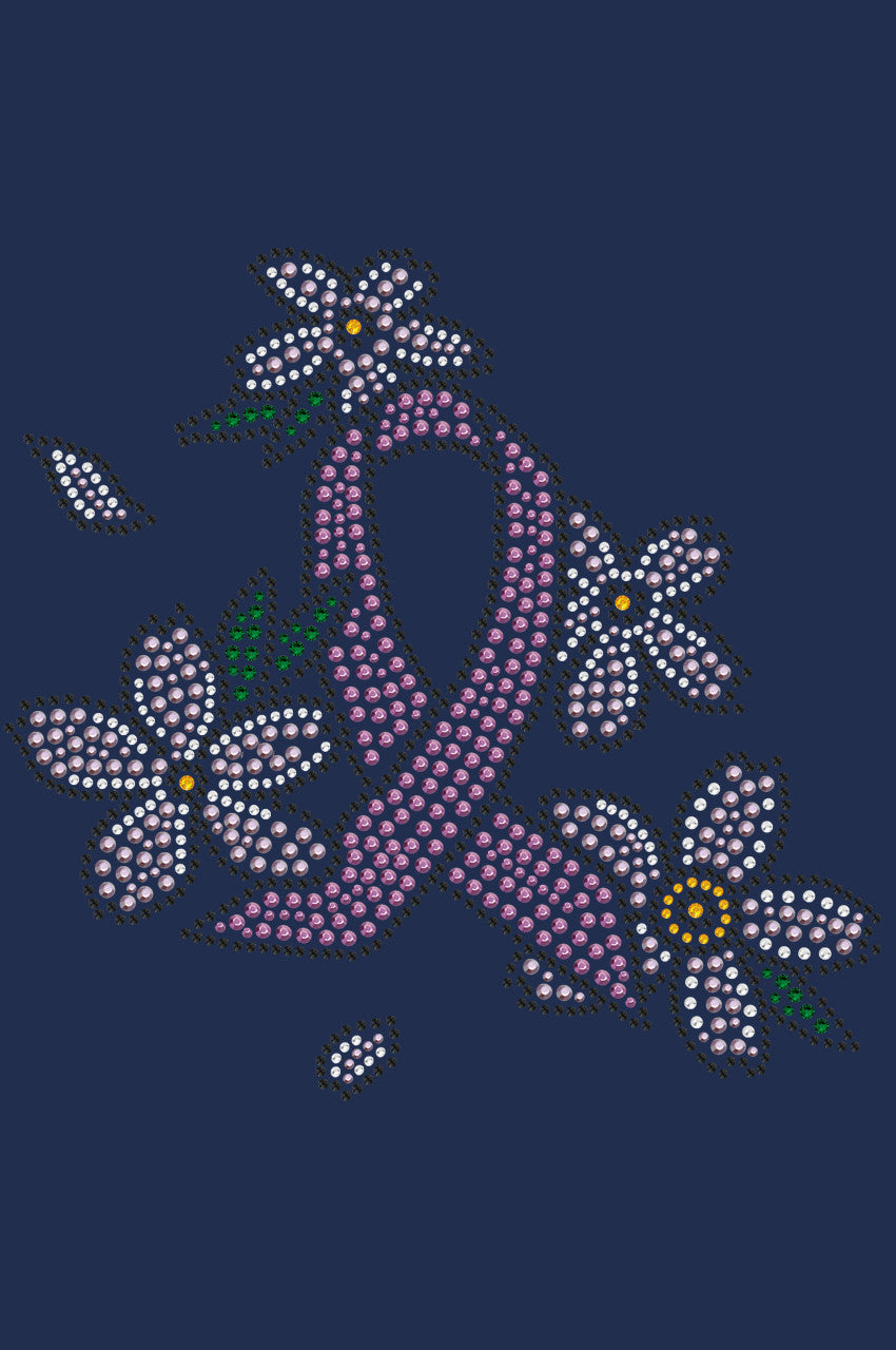 Pink Ribbon with Flowers - Womens T-shirt