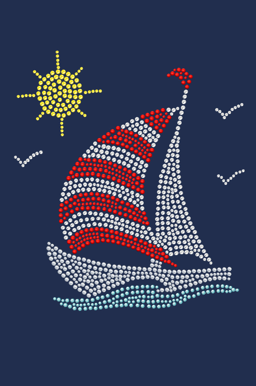 Sailboat (Rhinestone & Nailhead) - Womens T-shirt