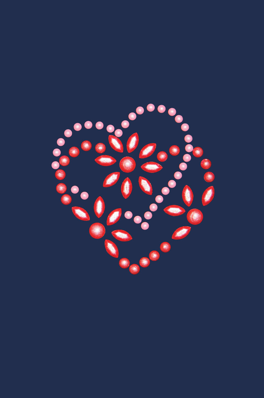 Pink & Red Flower Heart - Womens T-shirt
