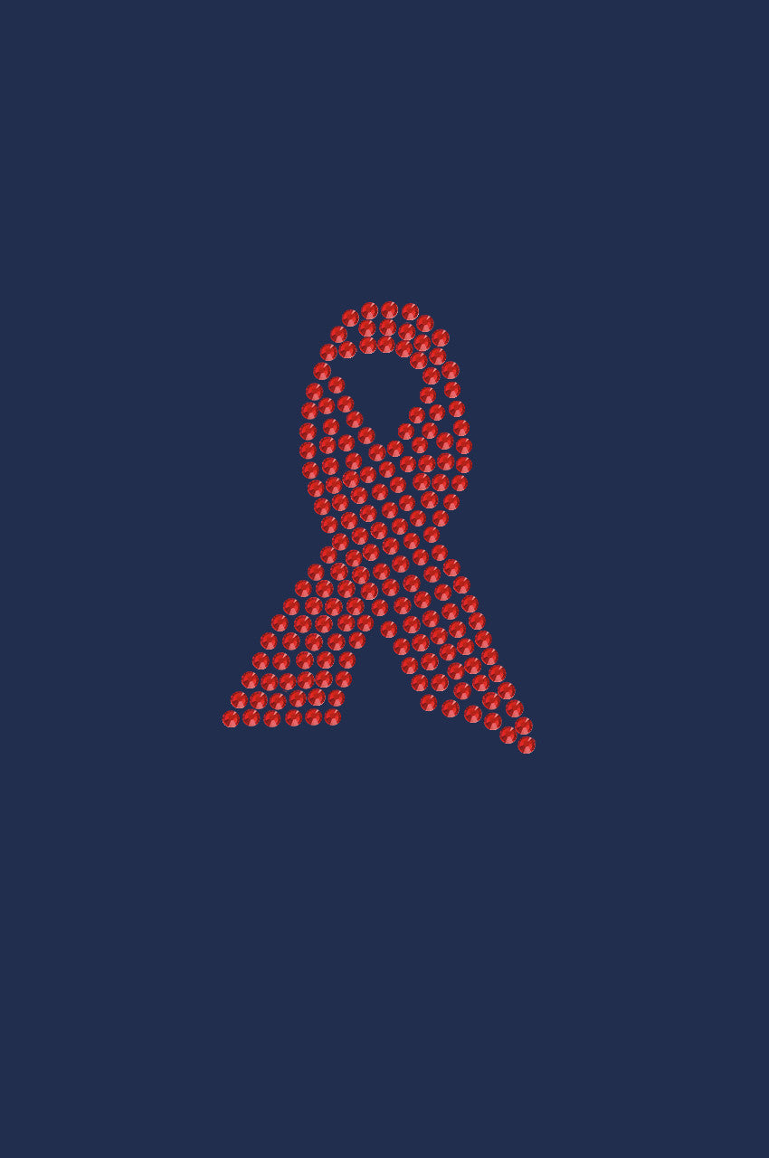 Ribbon (Red Rhinestones) - Womens T-shirt