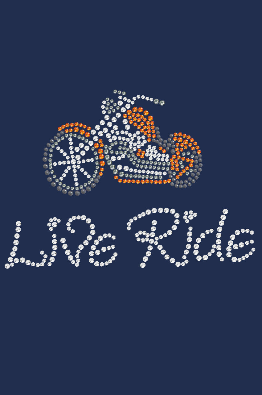 Live - Ride - Orange Motorcycle - Womens T-shirt