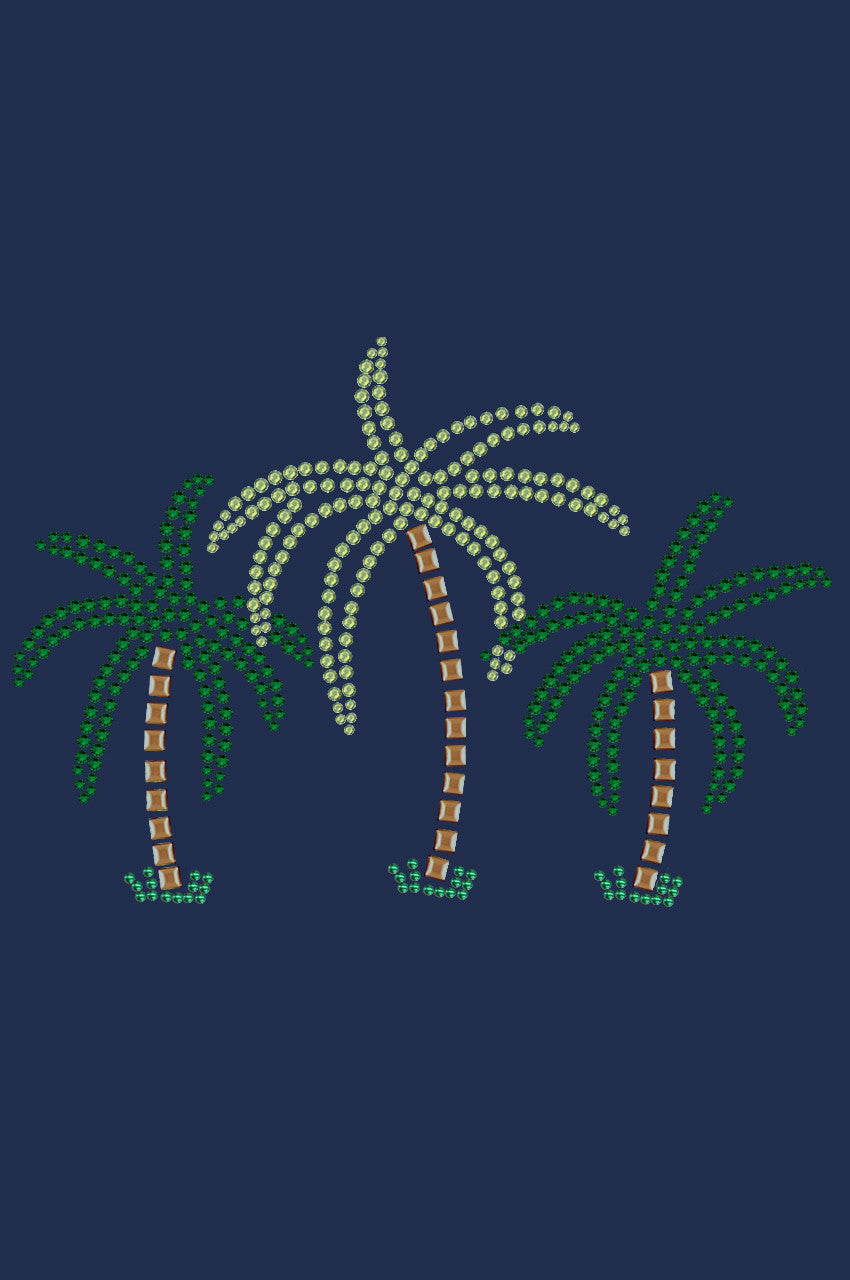 Palm Trees (Green Rhinestones) - Womens T-shirt