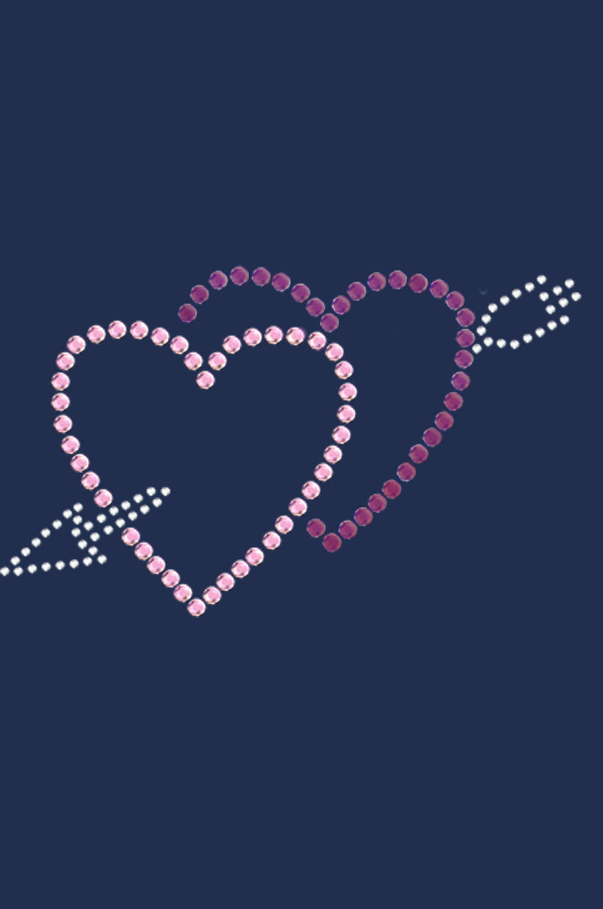 Pink & Purple Hearts with Arrow - Womens T-shirt