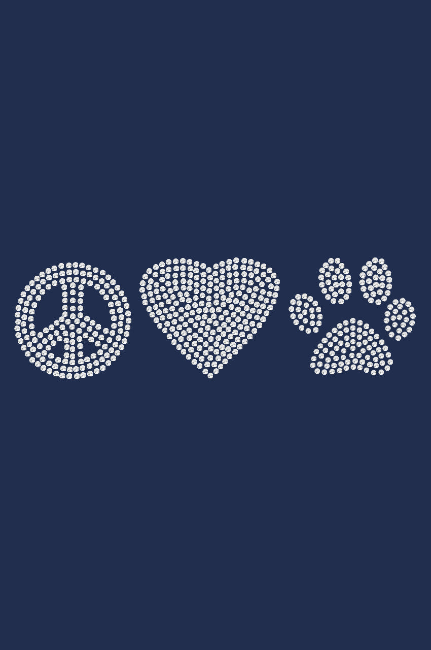 Peace, Love Paw (Rhinestone) - Womens T-shirt