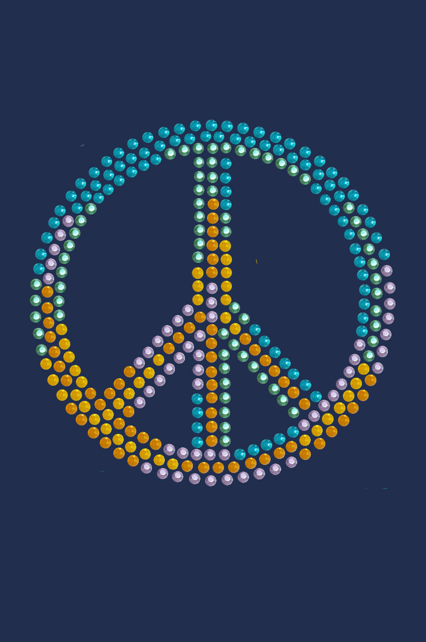 Peace Sign (Blue, Orange, Yellow, & Green) - Womens T-shirt