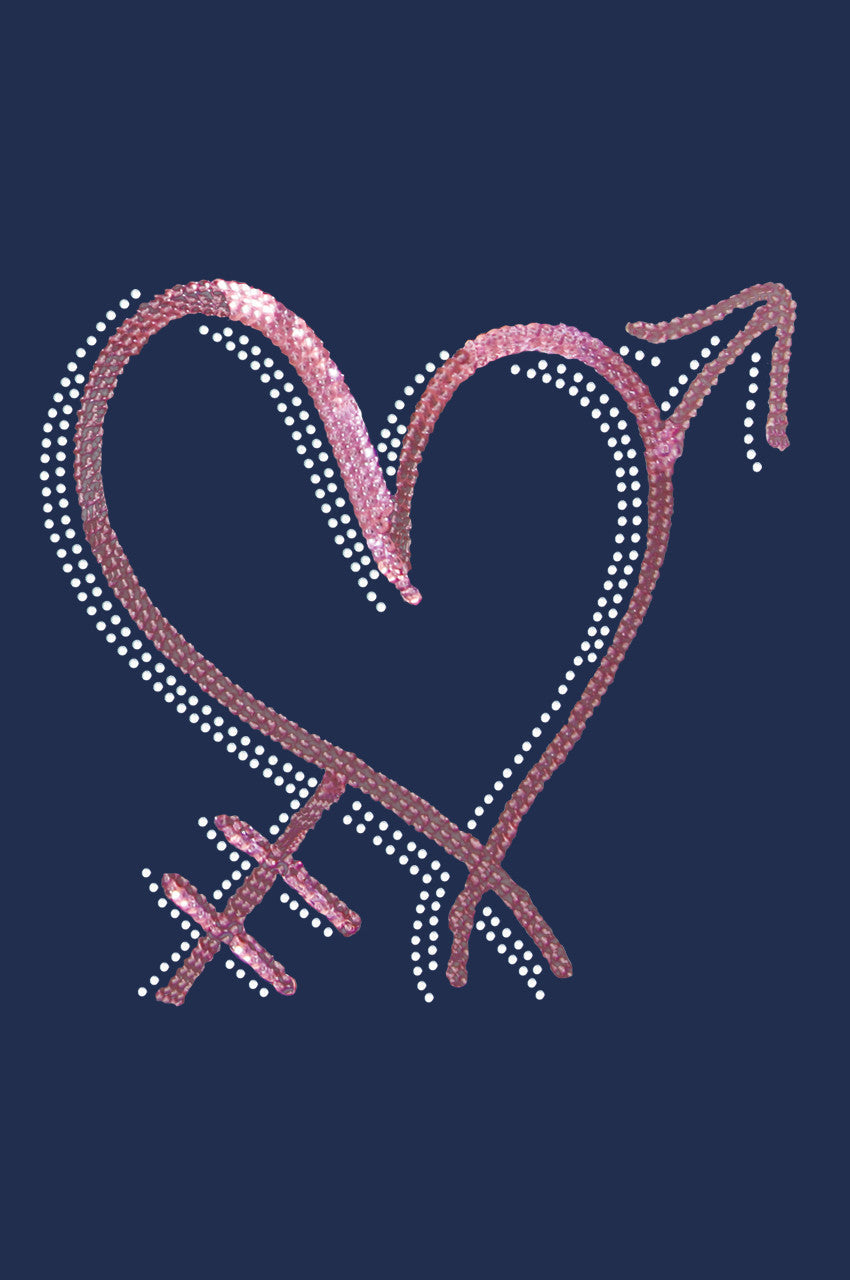 Pink Sequin Heart with Arrow - Women's T-shirt