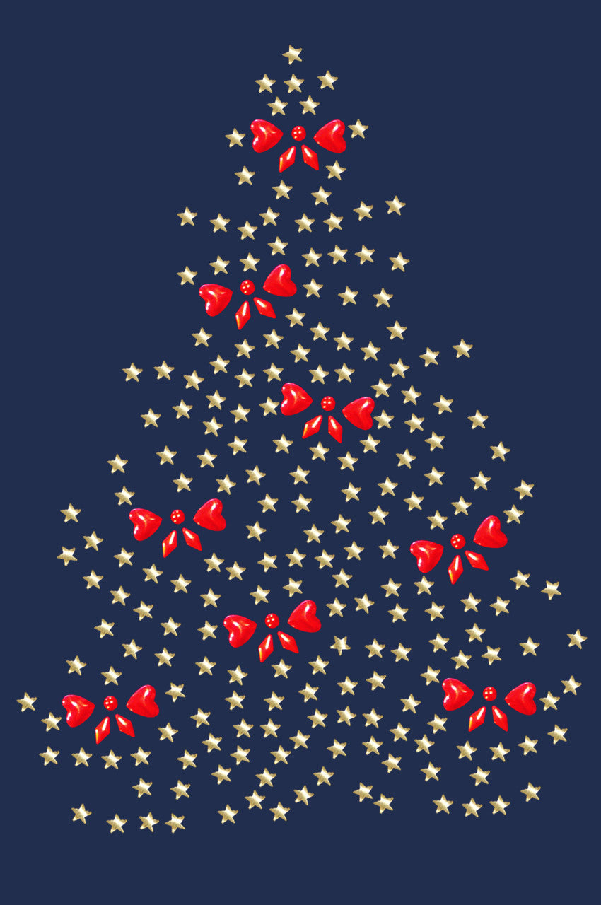 Gold Christmas Tree with Red Bows - Womens T-shirt