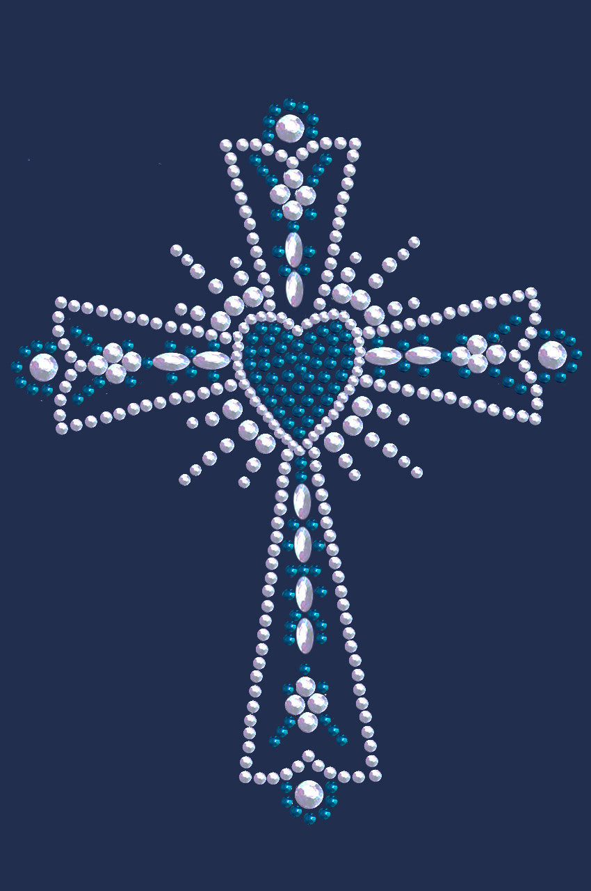 Cross (Silver & Blue) - Womens T-shirt