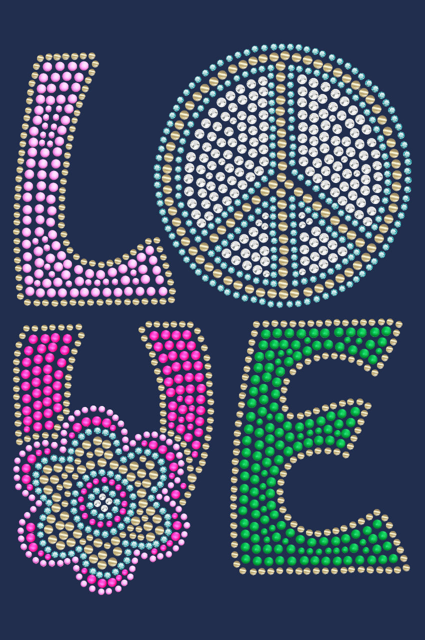 Love with Peace Sign & Flower - Womens T-shirt