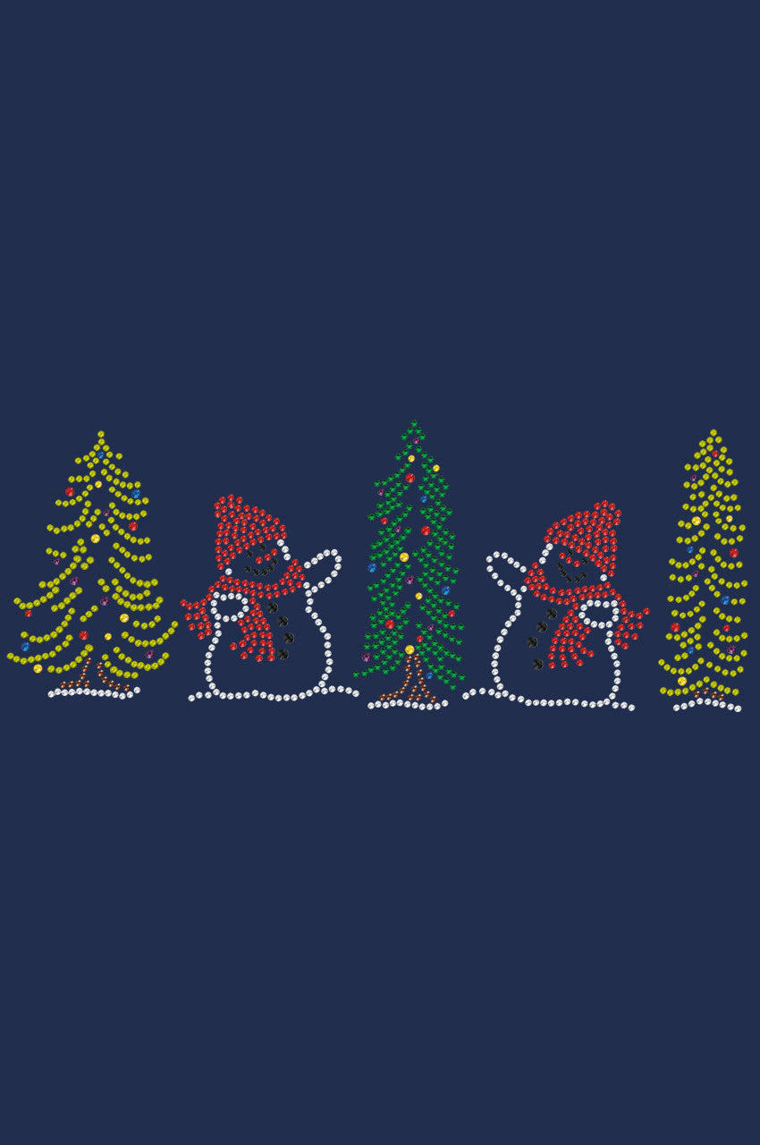 Two Snowmen in Trees - Womens T-shirt