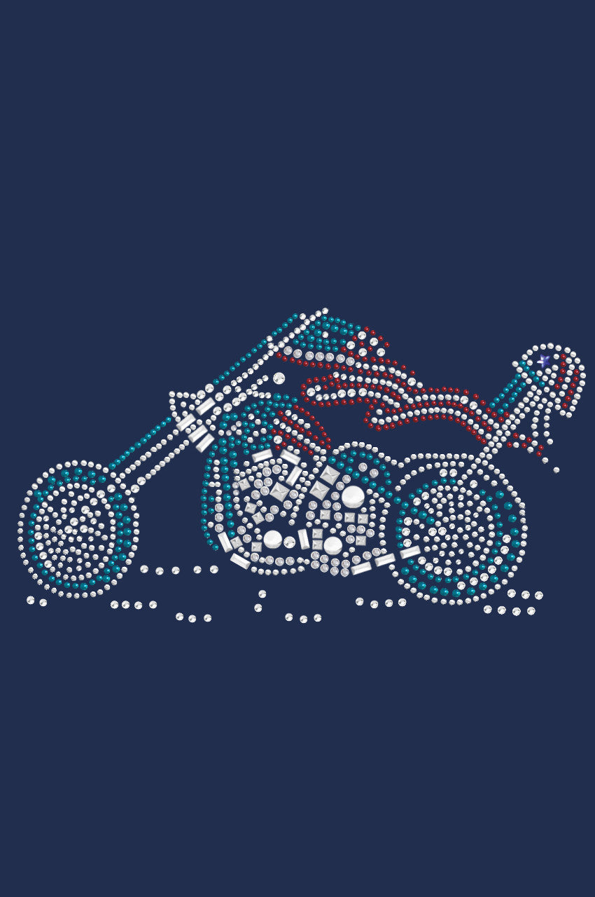 Motorcycle - Red, White, & Turquoise - Womens T-shirt