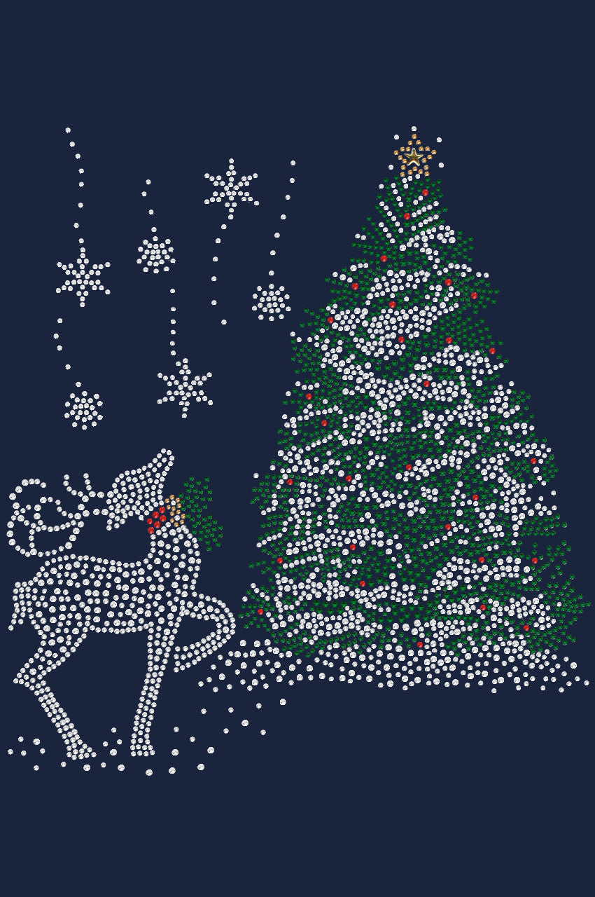 Christmas Tree with Reindeer - Womens Tee