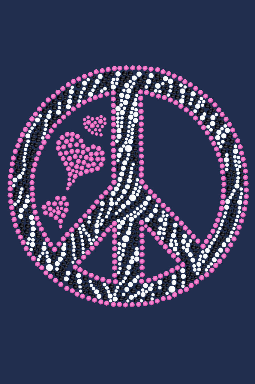 Peace Sign (Pink & Zebra Print) - Womens T-shirt