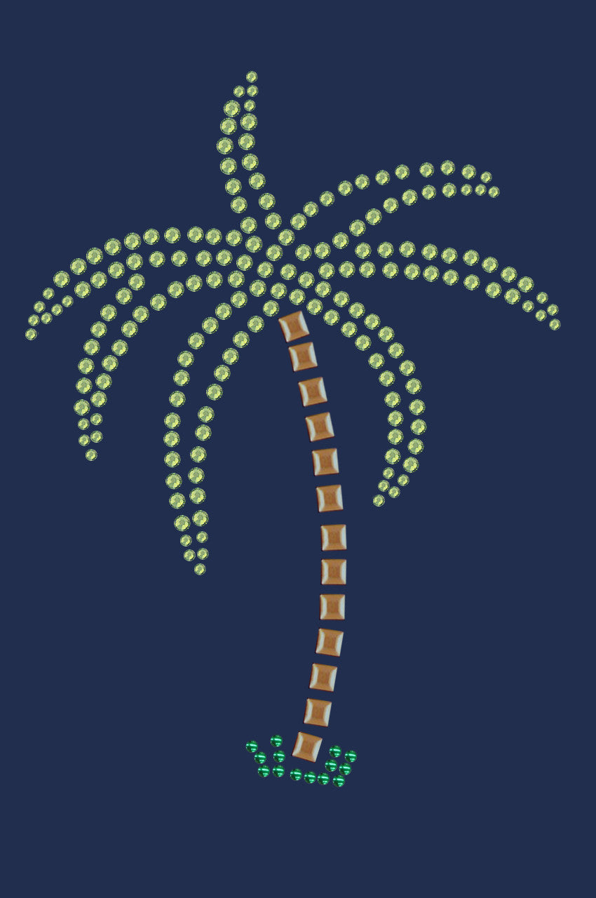 Palm Tree (Green Rhinestones) - Womens T-shirt