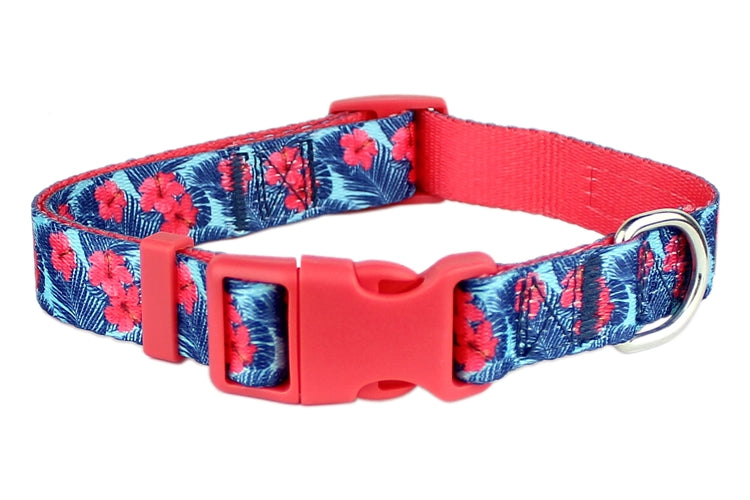Parisian Pet Hibiscus Collar for Dogs & Cats – Tropical Floral Collar for Dogs with Adjustable Fit and Pink Color