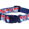 Parisian Pet Hibiscus Collar for Dogs & Cats – Vibrant Blue Dog Collar with Adjustable Fit and Tropical Floral Pattern