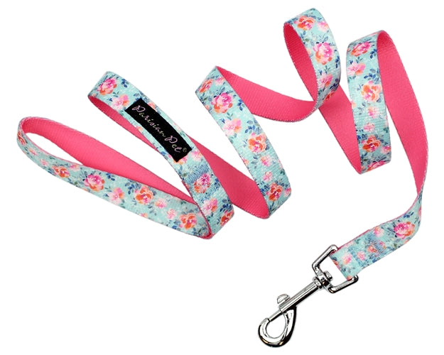Parisian Pet Spring Blossoms Collar for Dogs & Cats, Comfortable Dog Collar, High-Quality Floral Pet Collar, Light Blue and Pink-Valentines Day