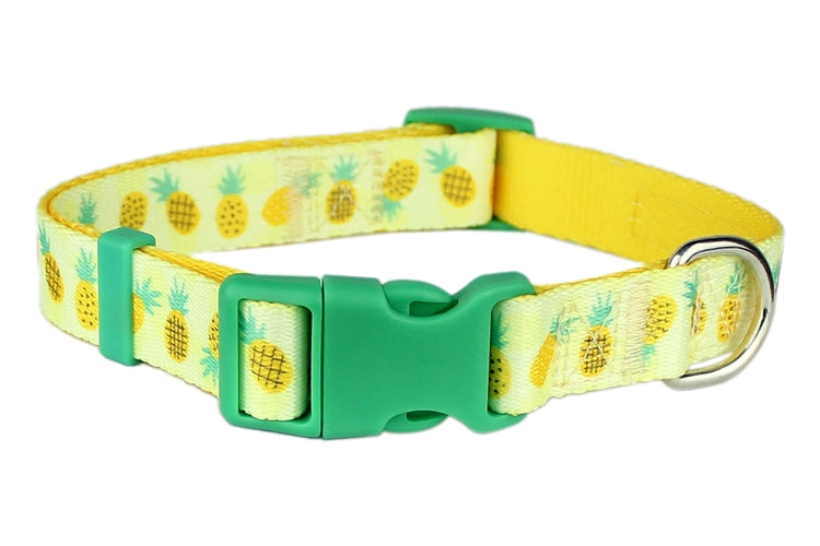 Parisian Pet Pineapples Collar for Dogs & Cats – Comfortable Adjustable Dog Collar with Pineapple Design in Yellow