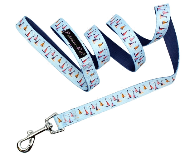 Parisian Pet Sail Boats Collar for Dogs & Cats  Adjustable Nautical Light Blue Sailboat Dog Collar with Adjustable Fit