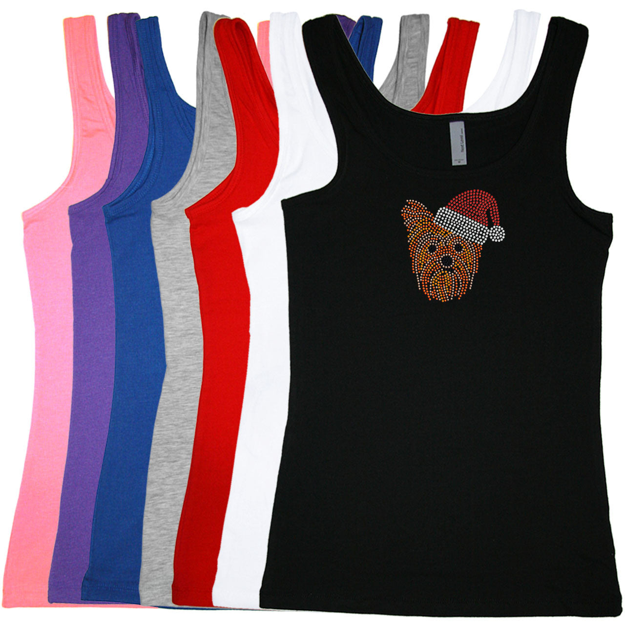 Yorkie Face 2 with Santa Hat - Womens T-shirt