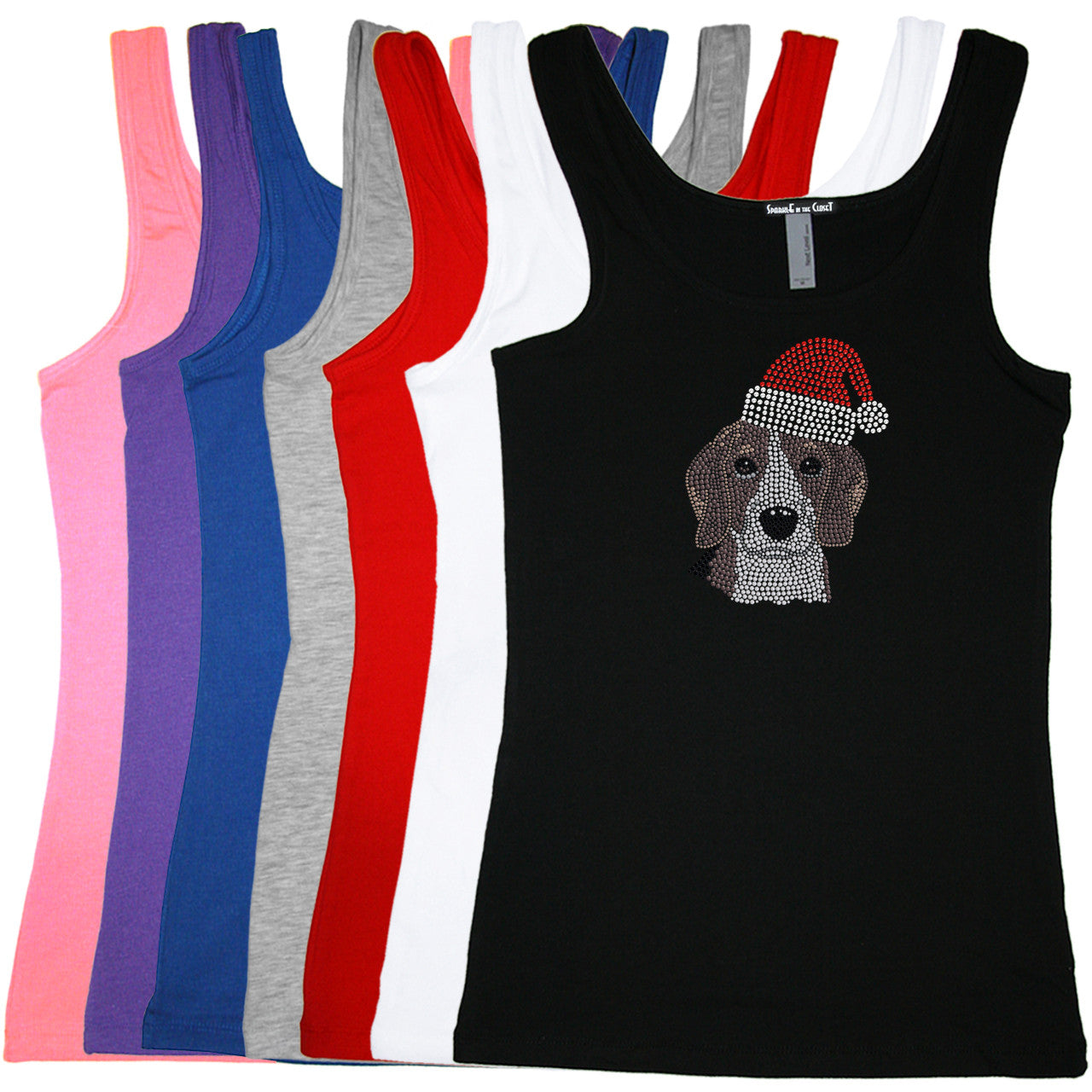 Beagle with Santa Hat - Womens Tee