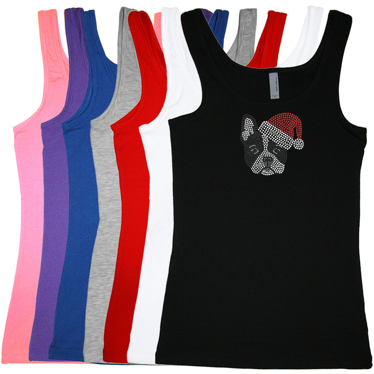 Boston Terrier with Santa Hat - Womens T-shirt
