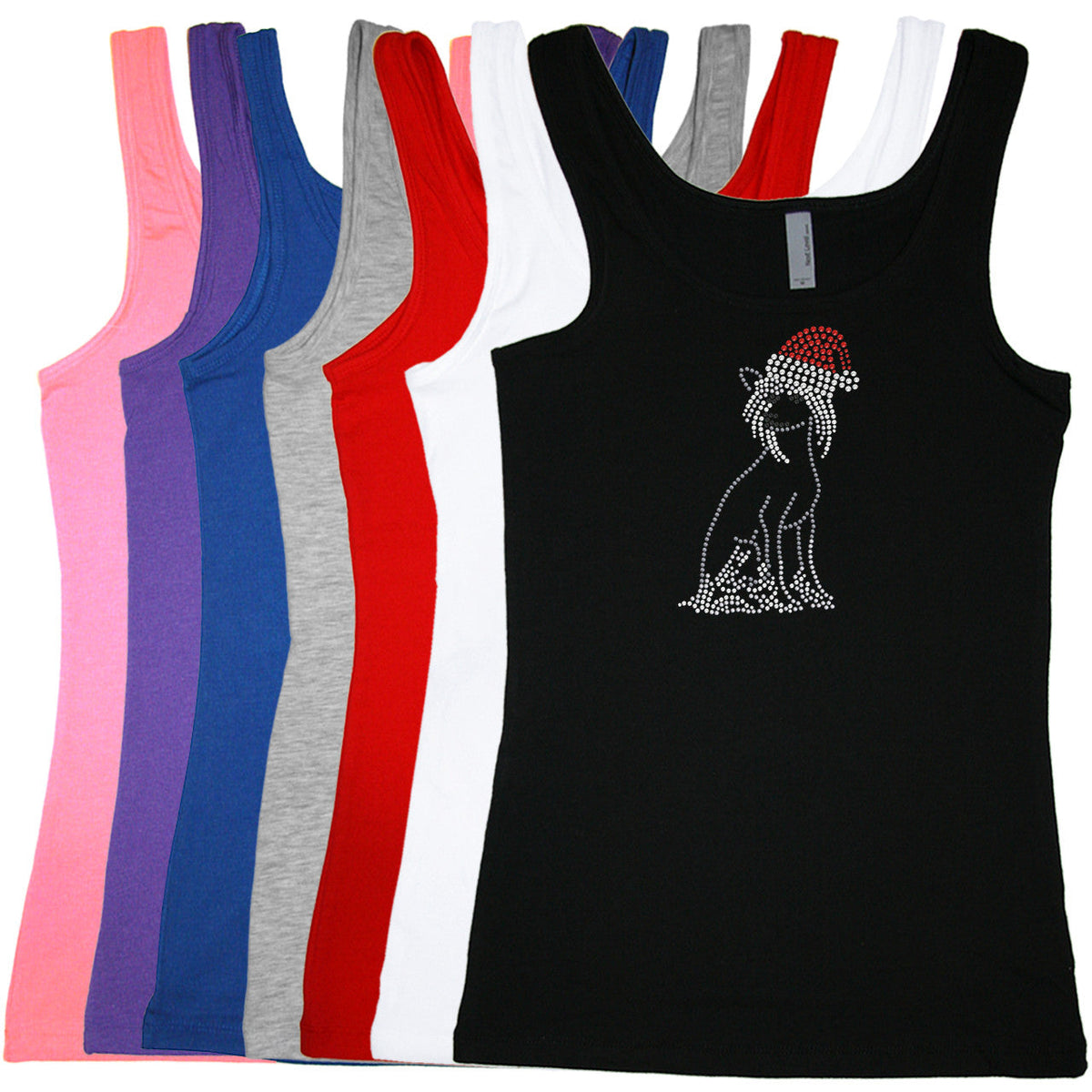 Chinese Crested with Santa Hat - Womens T-shirt