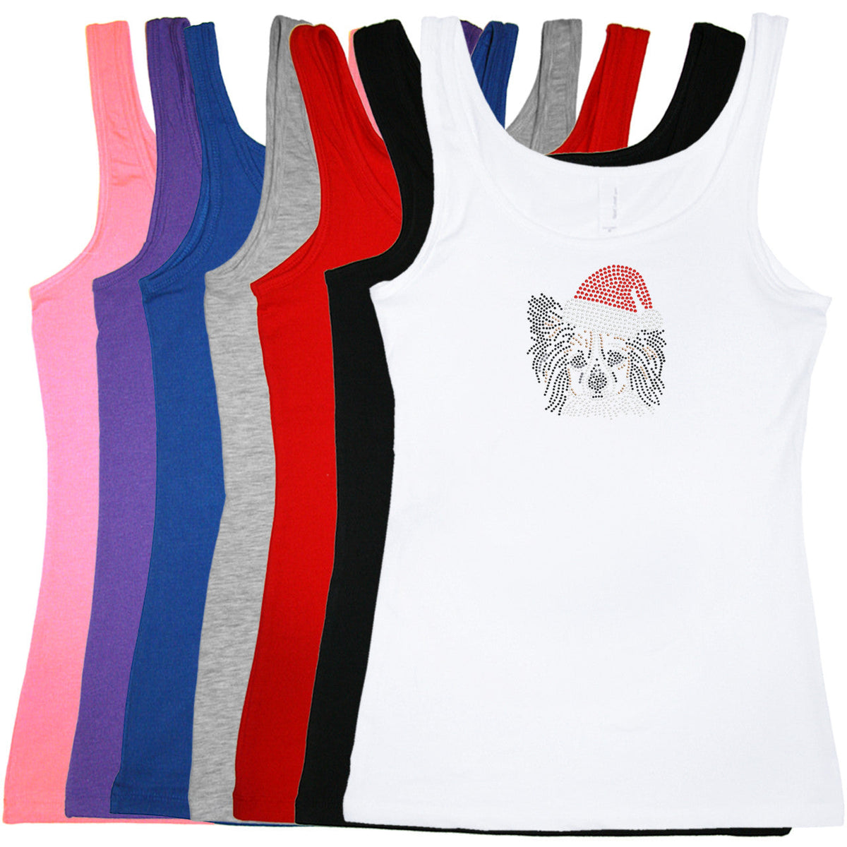 Papillon with Santa Hat - Womens T-shirt