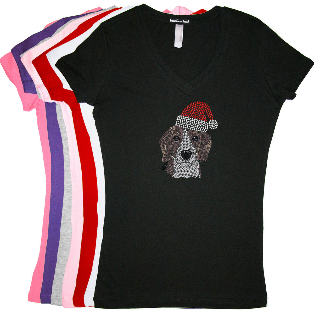 Beagle with Santa Hat - Womens Tee