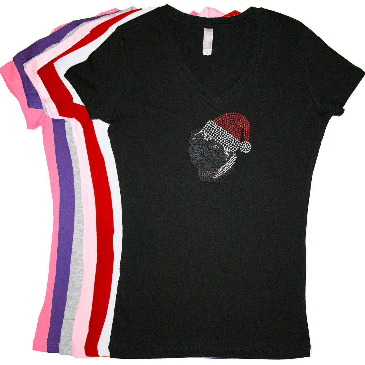 Pug with Santa Hat - Womens T-shirt
