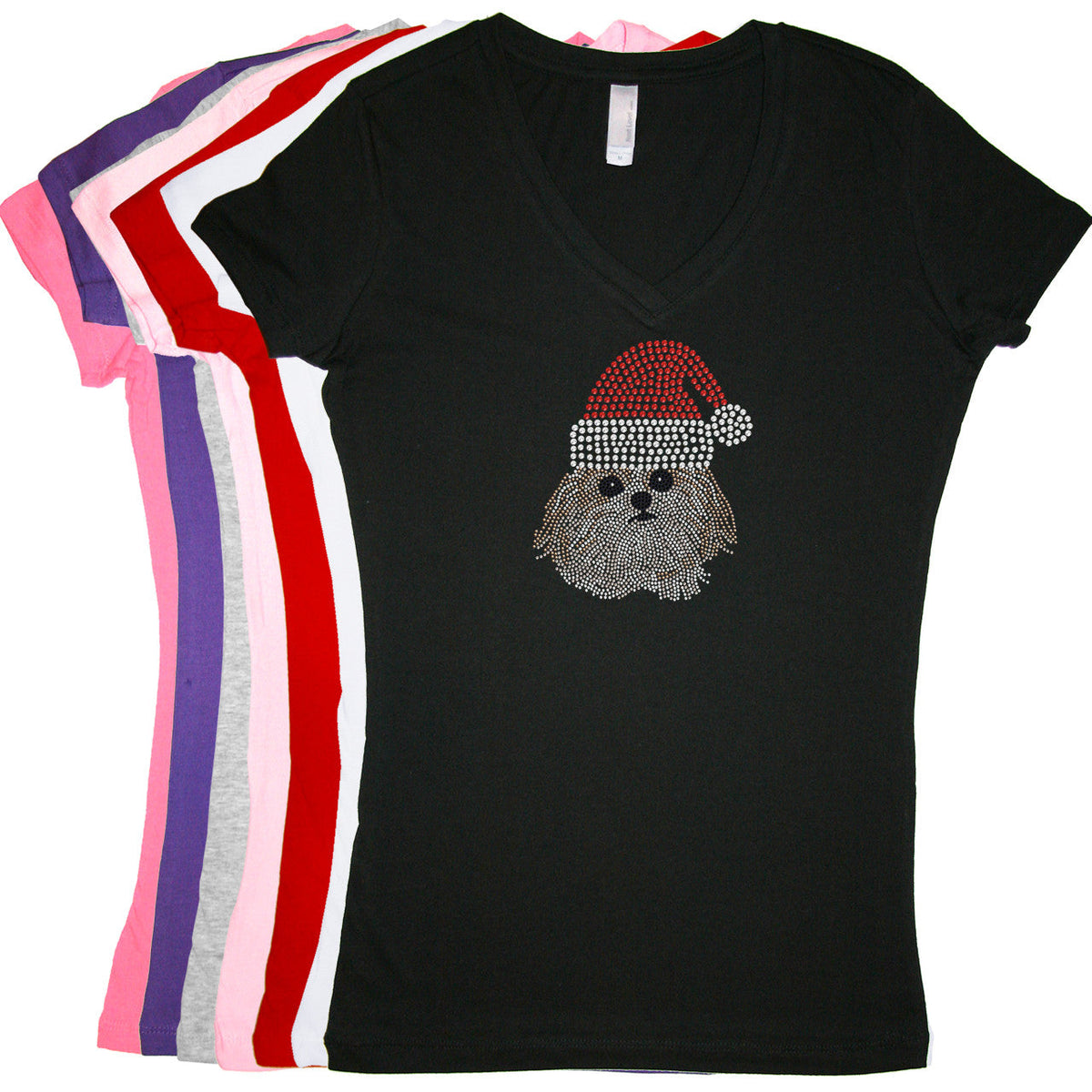 Shih Tzu with Santa Hat - Womens T-shirt