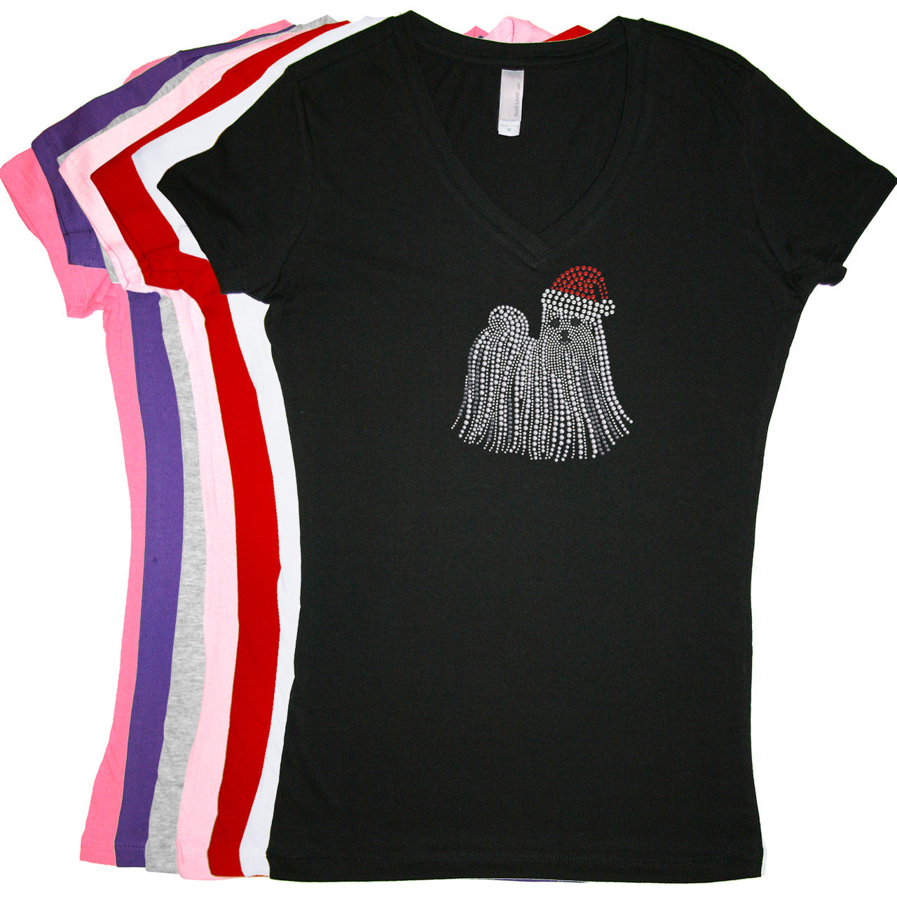 Maltese with Santa Hat - Womens T-shirt
