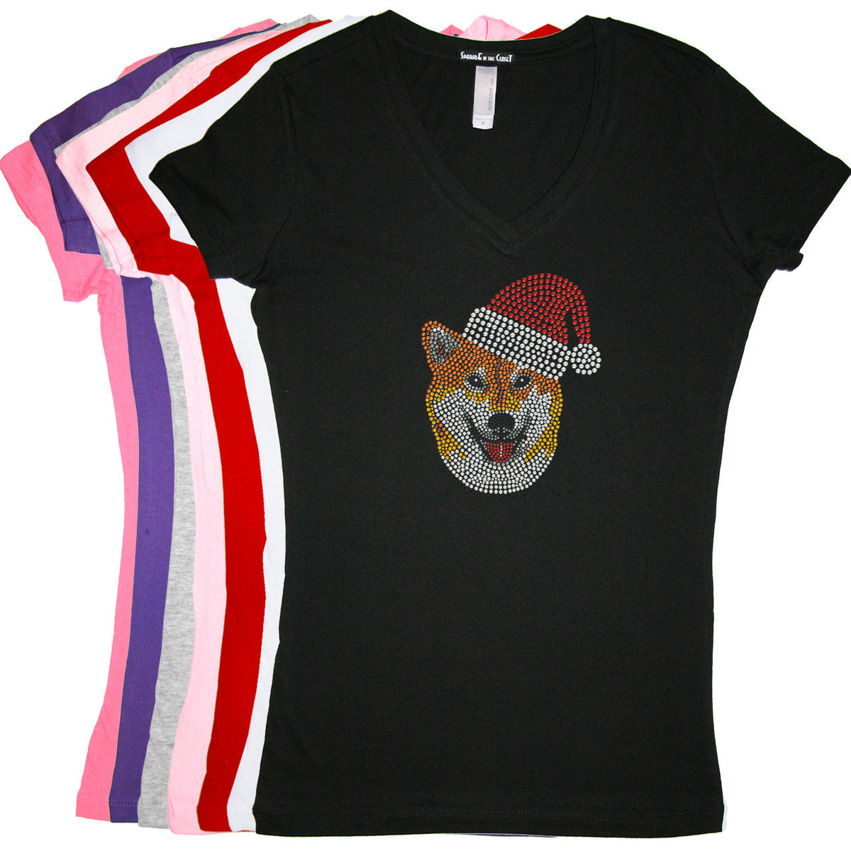 Shiba Inu with Santa Hat - Womens Tee