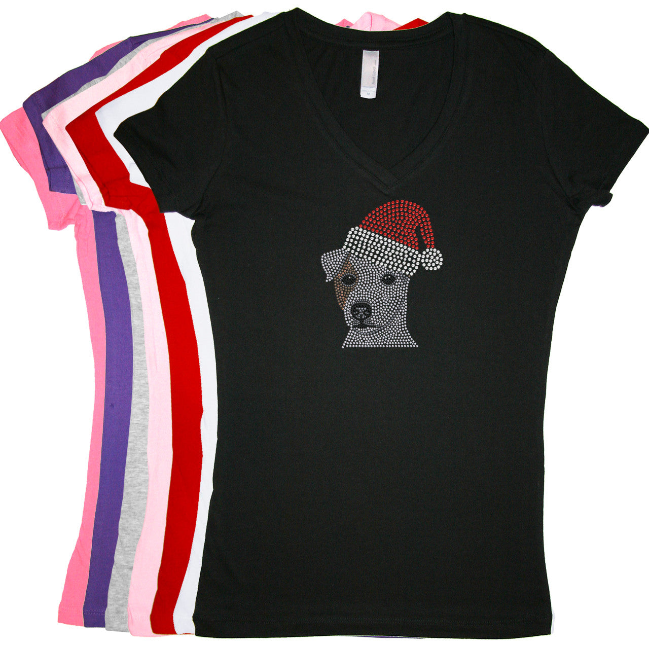 Jack Russell Terrier with Santa Hat - Womens T-shirt