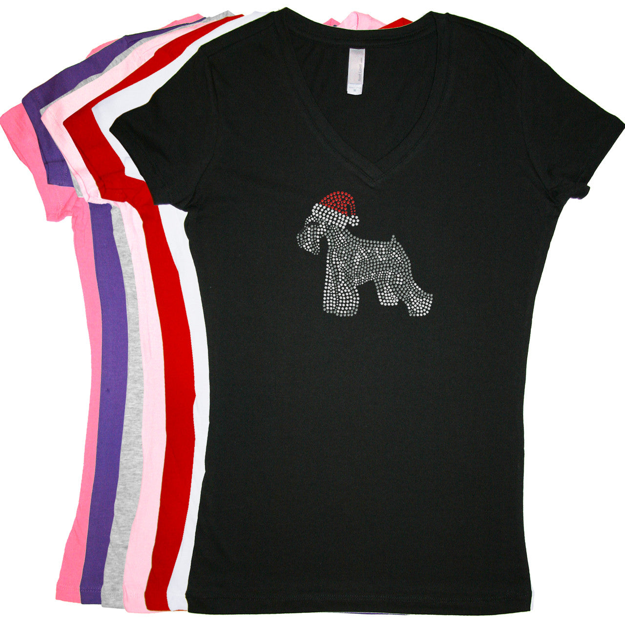 Schnauzer with Santa Hat - Womens T-shirt