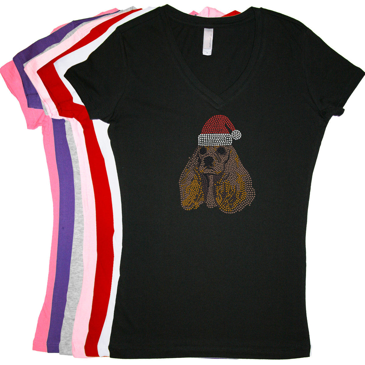 Cocker Spaniel with Santa Hat - Womens T-shirt