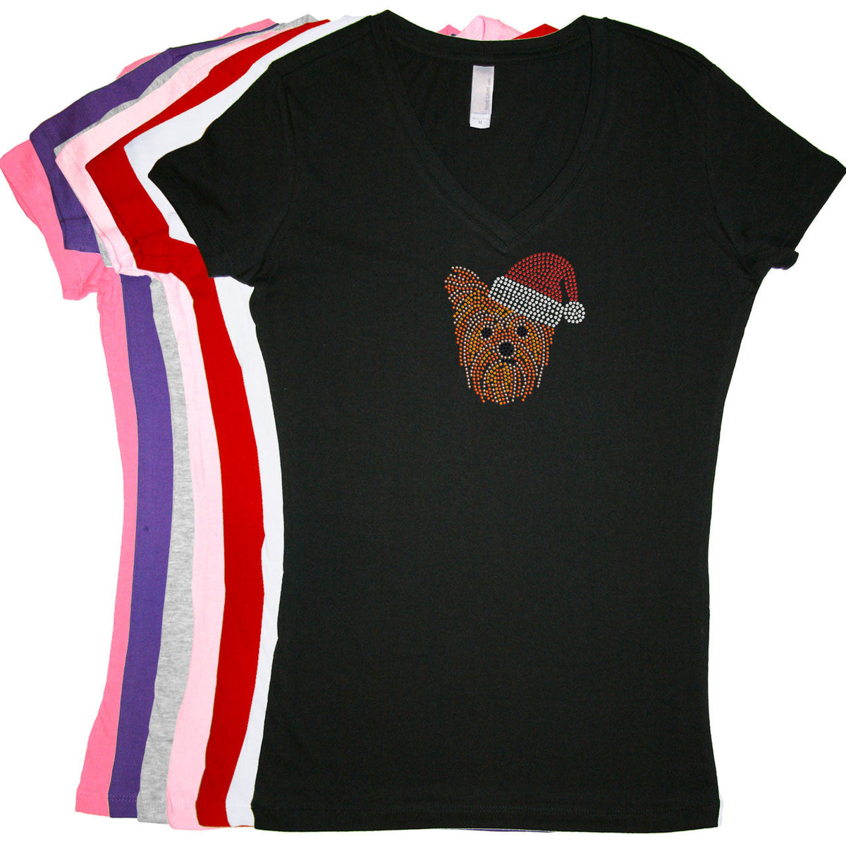 Yorkie Face 2 with Santa Hat - Womens T-shirt