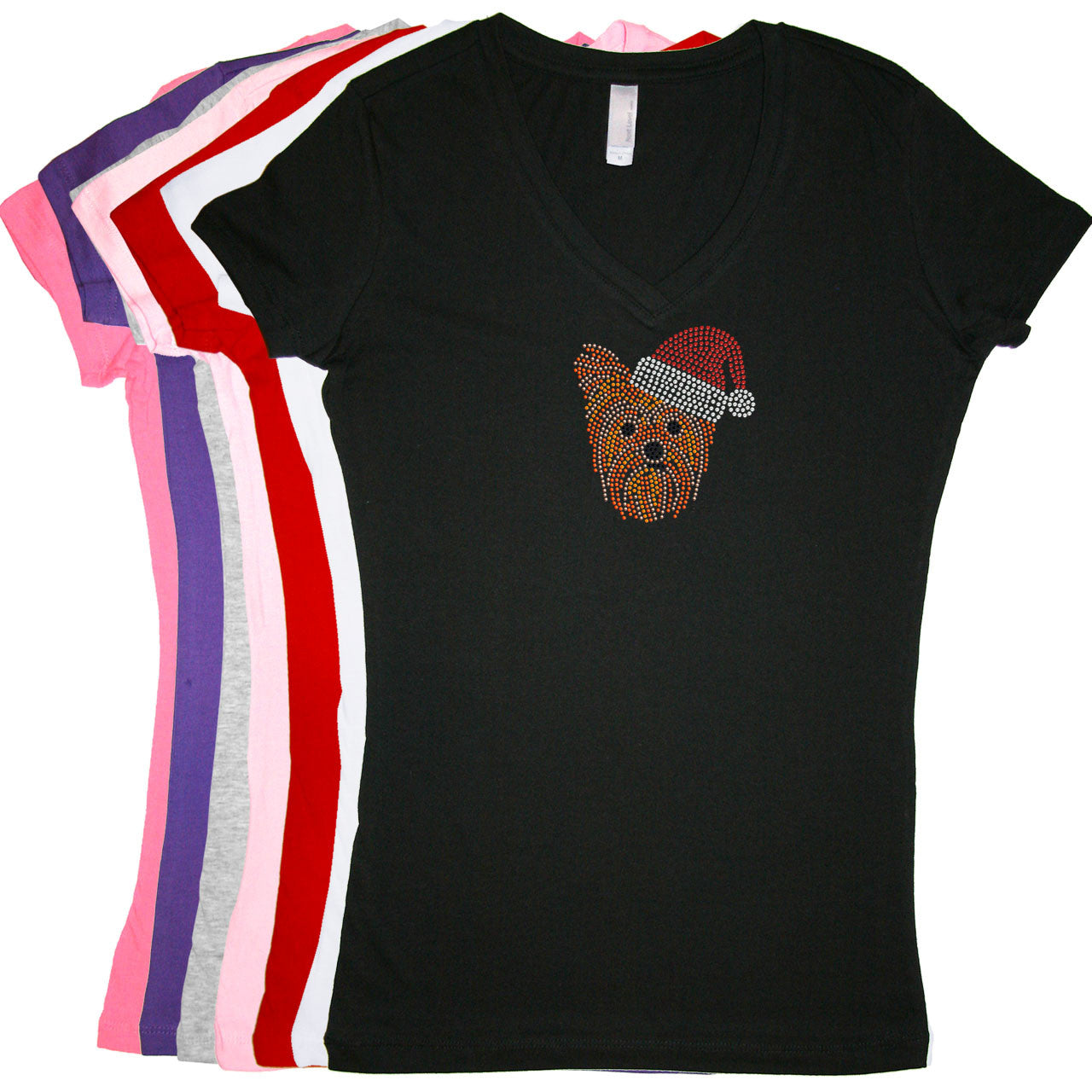 Yorkie Face 2 with Santa Hat - Womens T-shirt