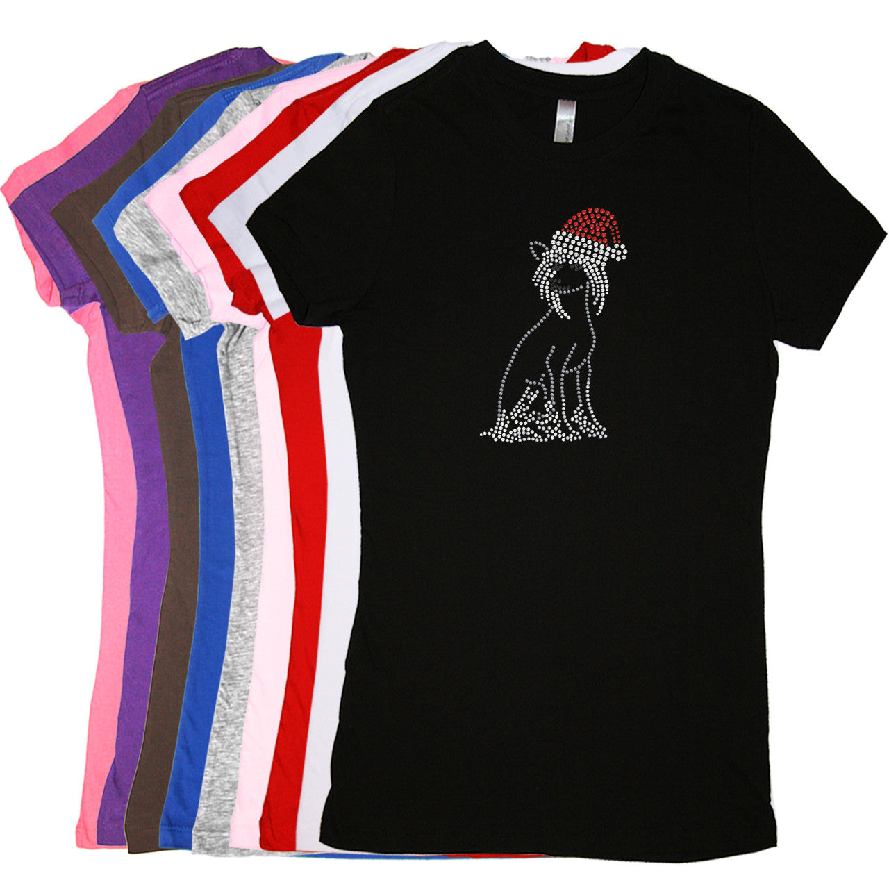 Chinese Crested with Santa Hat - Womens T-shirt