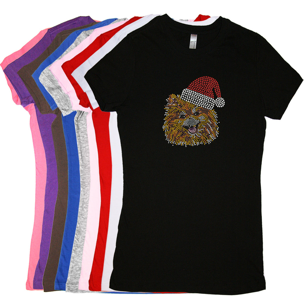 Pomeranian with Santa Hat - Womens T-shirt