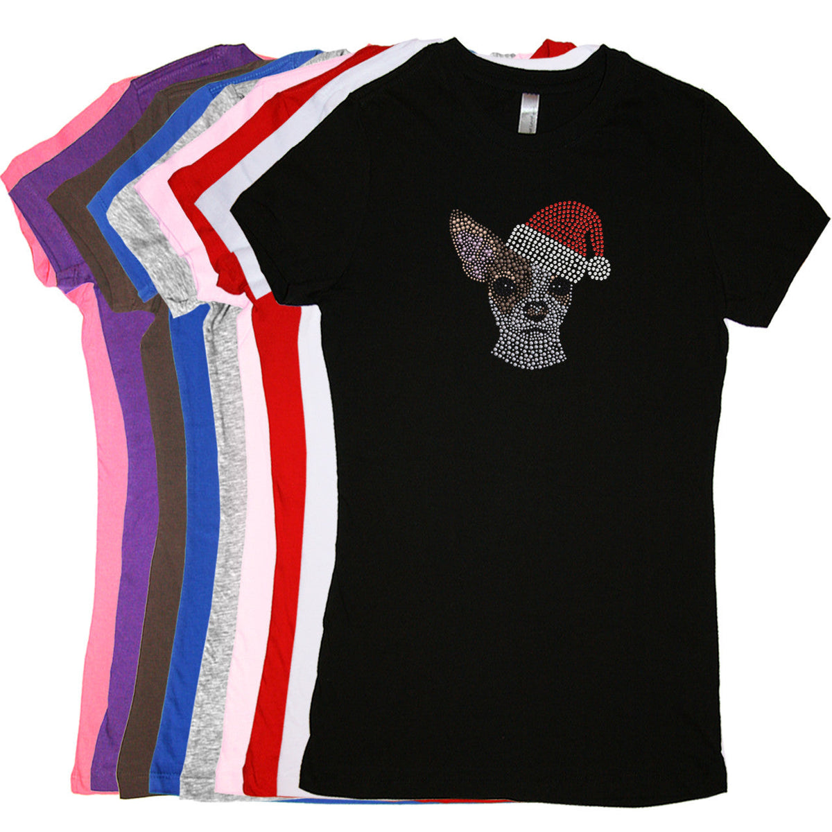 Chihuahua Face with Santa Hat - Womens T-shirt